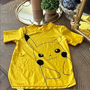 Boys Pokemon Swim Yellow Pikachu Rashguard Shirt Medium